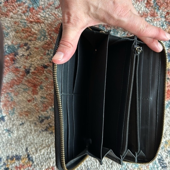 GUCCI Sherry Round Zippy Long Wallet Leather Black Red Authentic MWa0102 - Picture 2 of 9